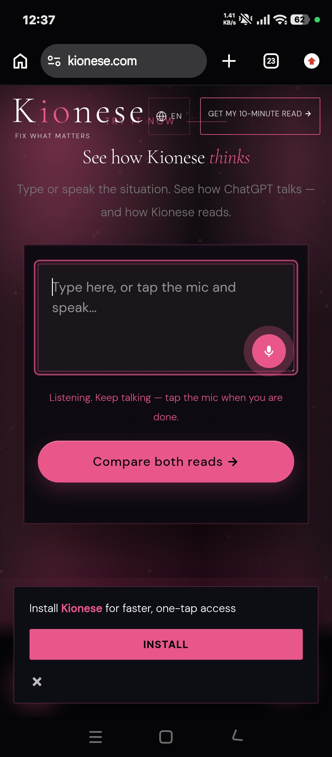 Kionese screenshot