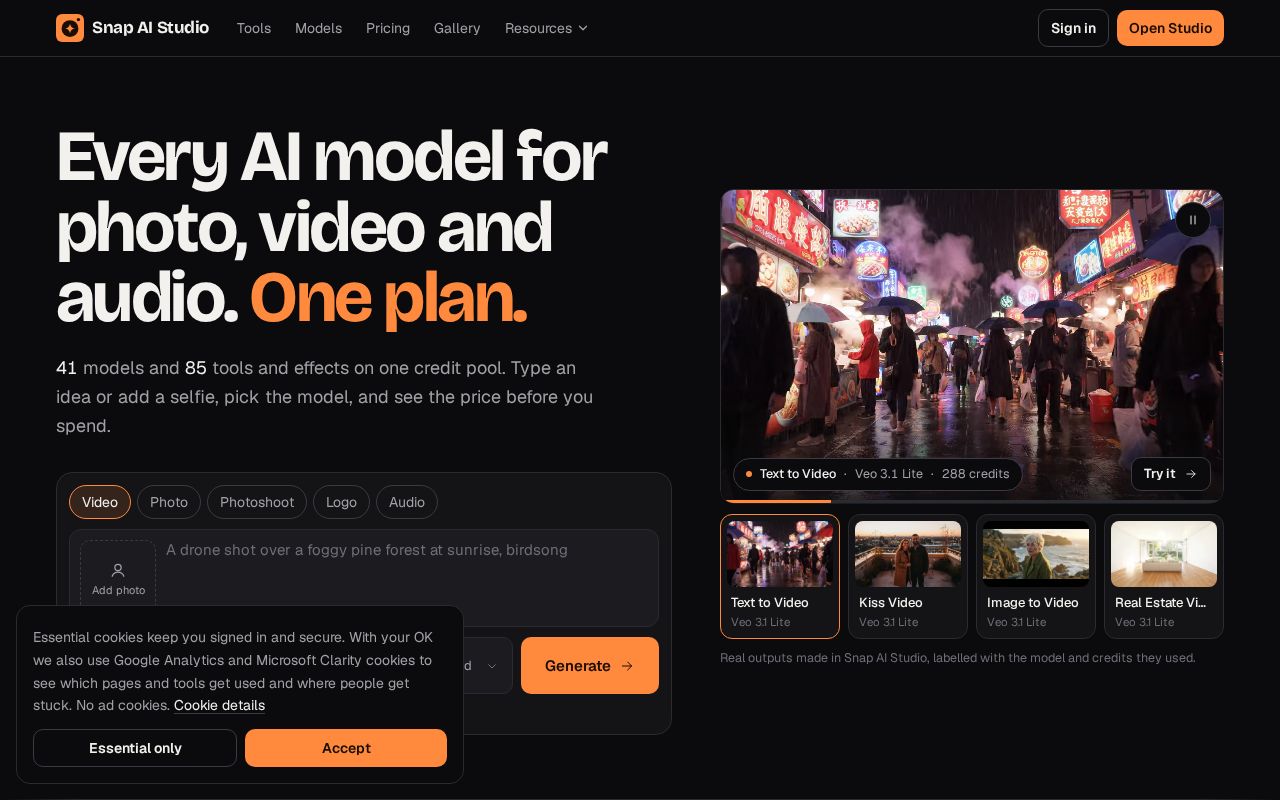 Snap AI Studio product screenshot
