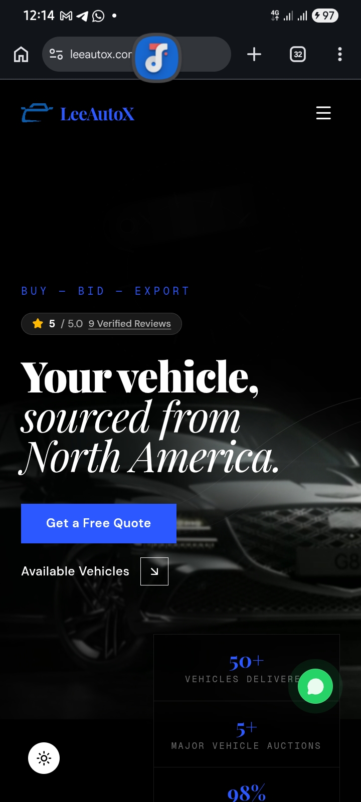 LeeAutoX — Premium Vehicle Sourcing from USA & Canada to Africa screenshot