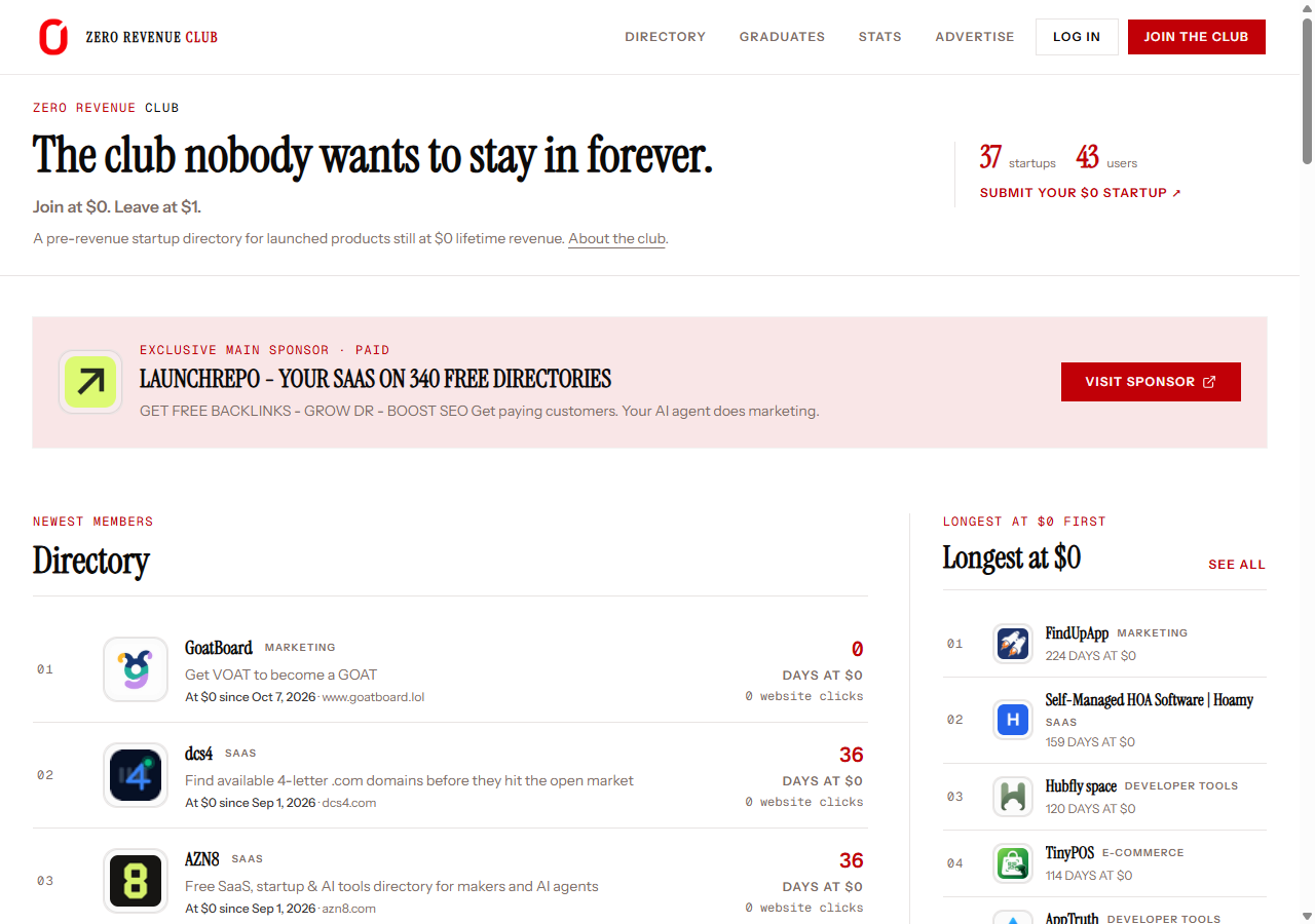Zero Revenue Club screenshot